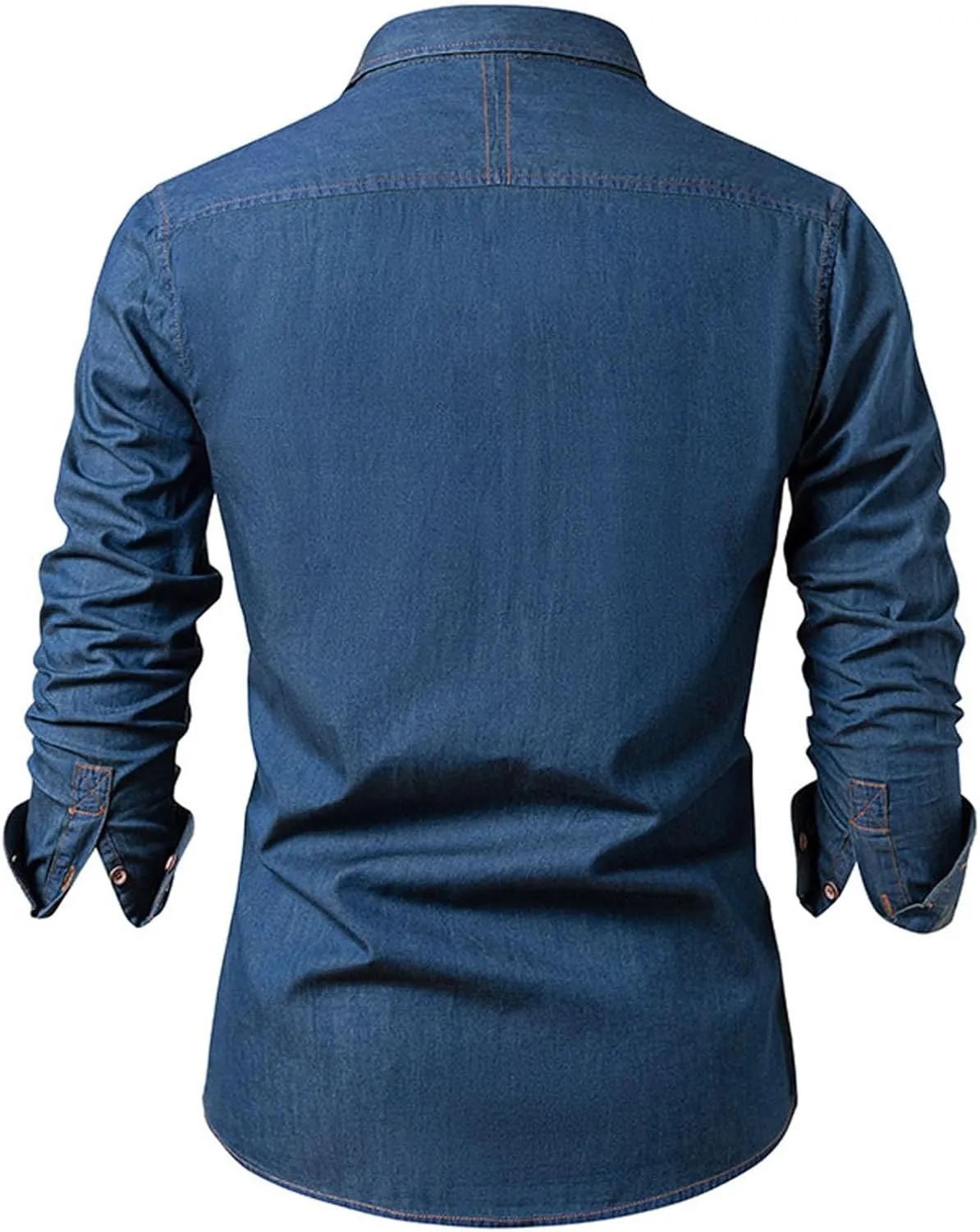 Polished Button Lapel Denim Tops for Men Fashion Stretchy Stain Sports Long Sleeve Lapel Shirt Going Out Party Wear