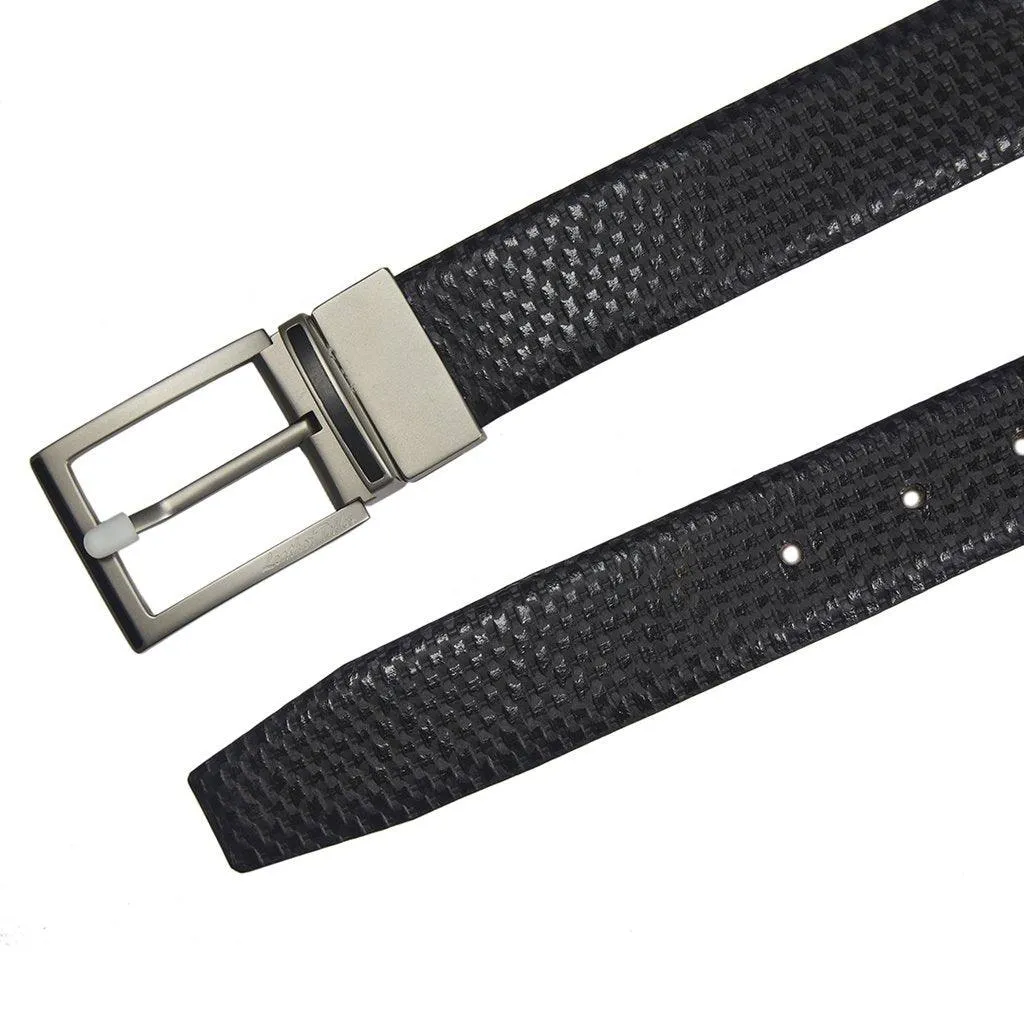 Premium Italian Rhombus Print Black Belt
