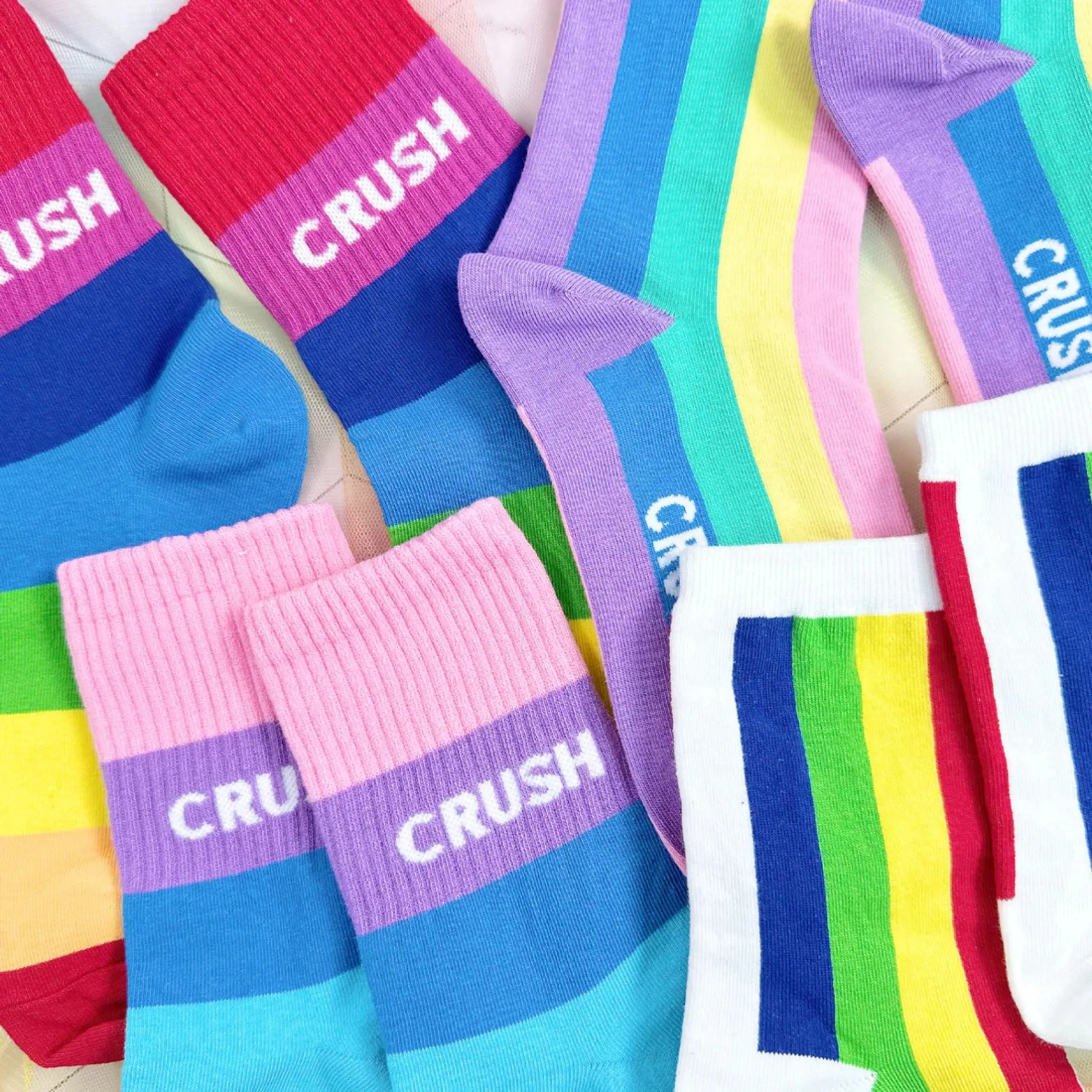 Rainbow Crush Women's Crew Socks [2 Color Shade Options] Size 5-10