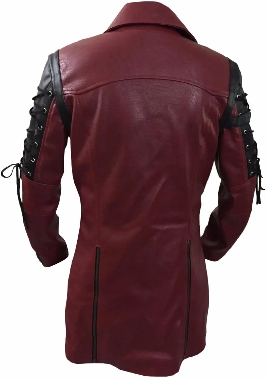 Steampunk Maroon & Black Renaissance Punk Faux Leather Victorian Gothic Coat