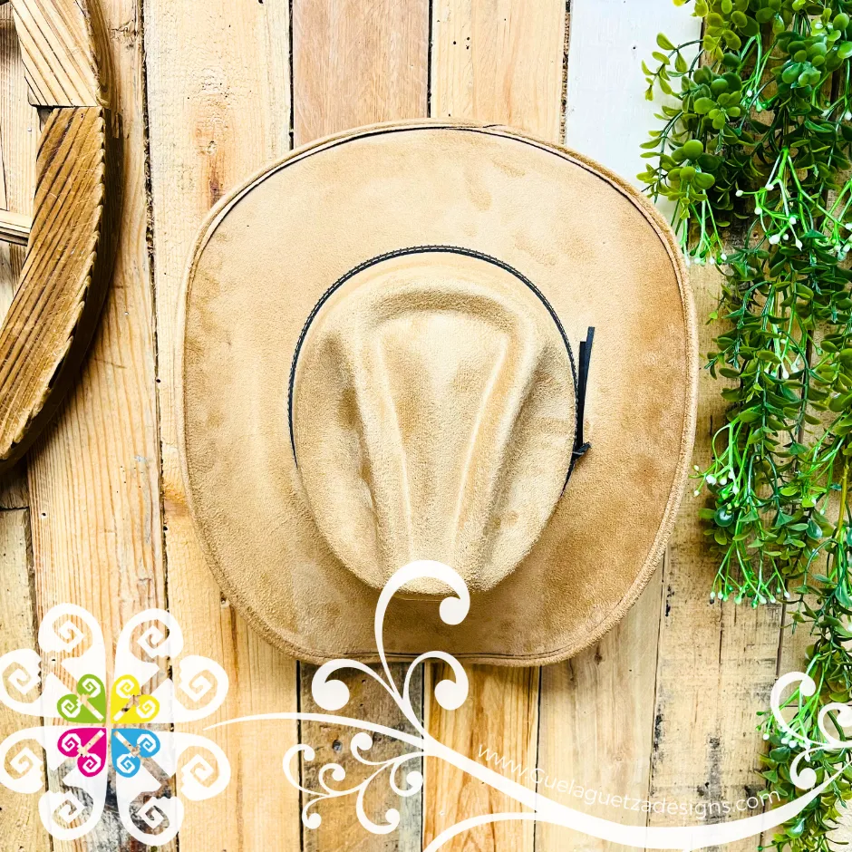 Tan Mitla Cowboy Velvet Hat - Hand Painted Hat
