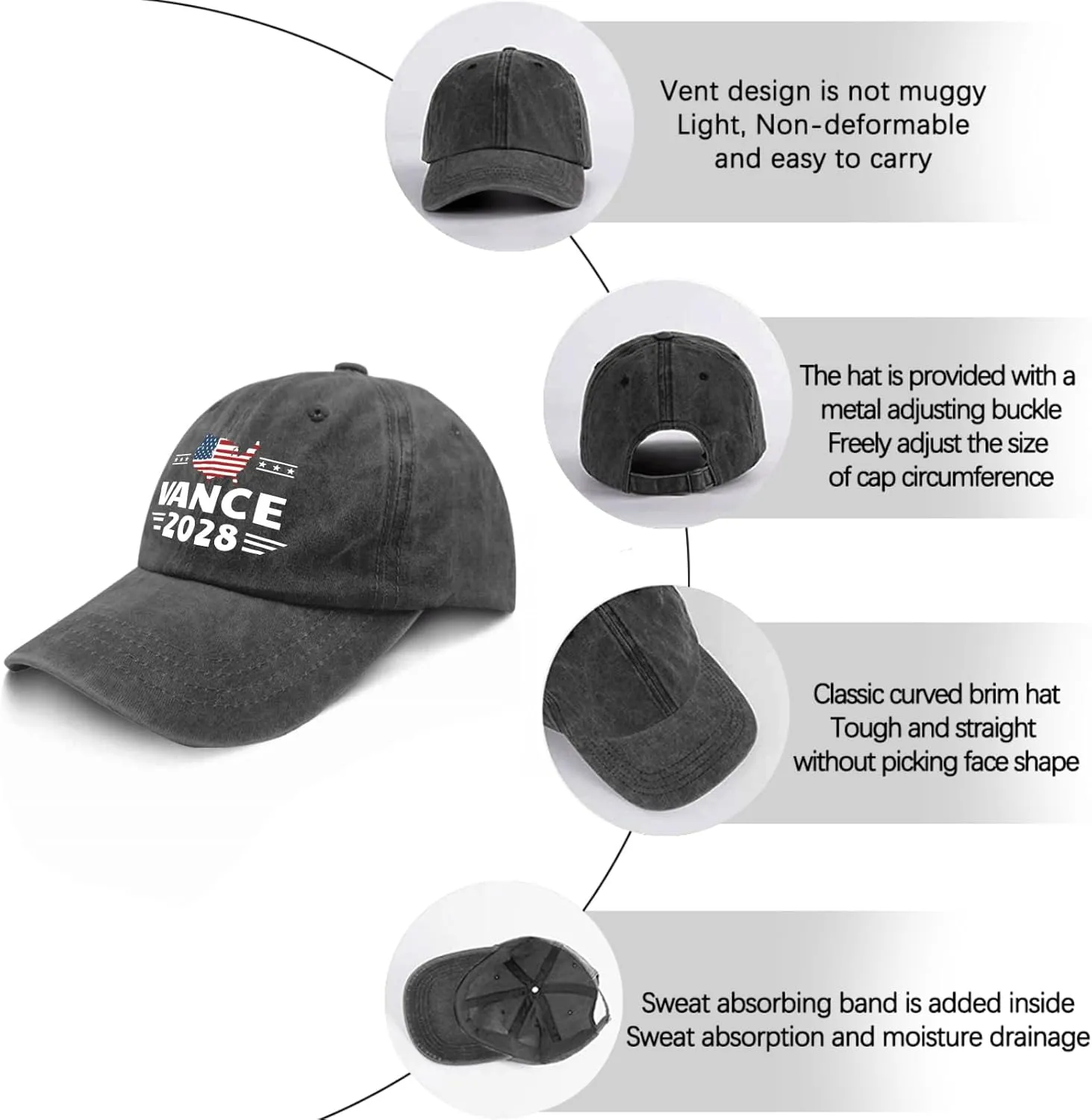 Vance 2028 Cap Women's Hats & Caps Mens Hat Gifts for Men Workout Caps