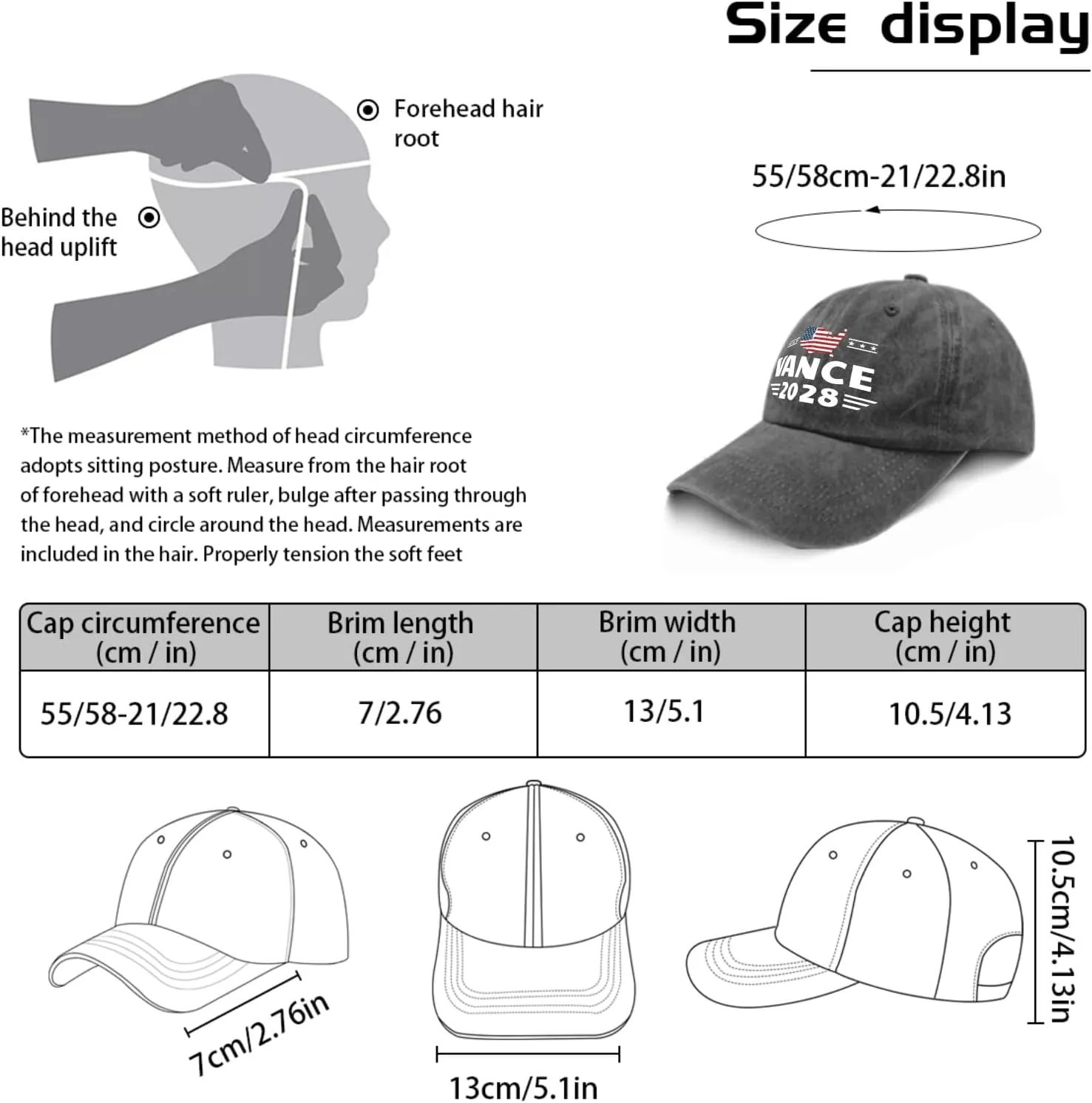 Vance 2028 Cap Women's Hats & Caps Mens Hat Gifts for Men Workout Caps