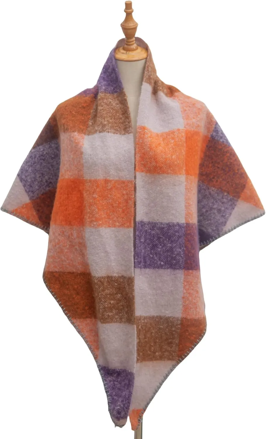 Wander Agio Women Fashion Shawl Warm Long Winter Wrap Scarves Cashmere Soft Feel Plaid Triangle Scarf