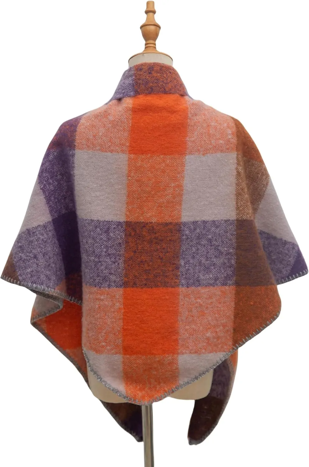 Wander Agio Women Fashion Shawl Warm Long Winter Wrap Scarves Cashmere Soft Feel Plaid Triangle Scarf