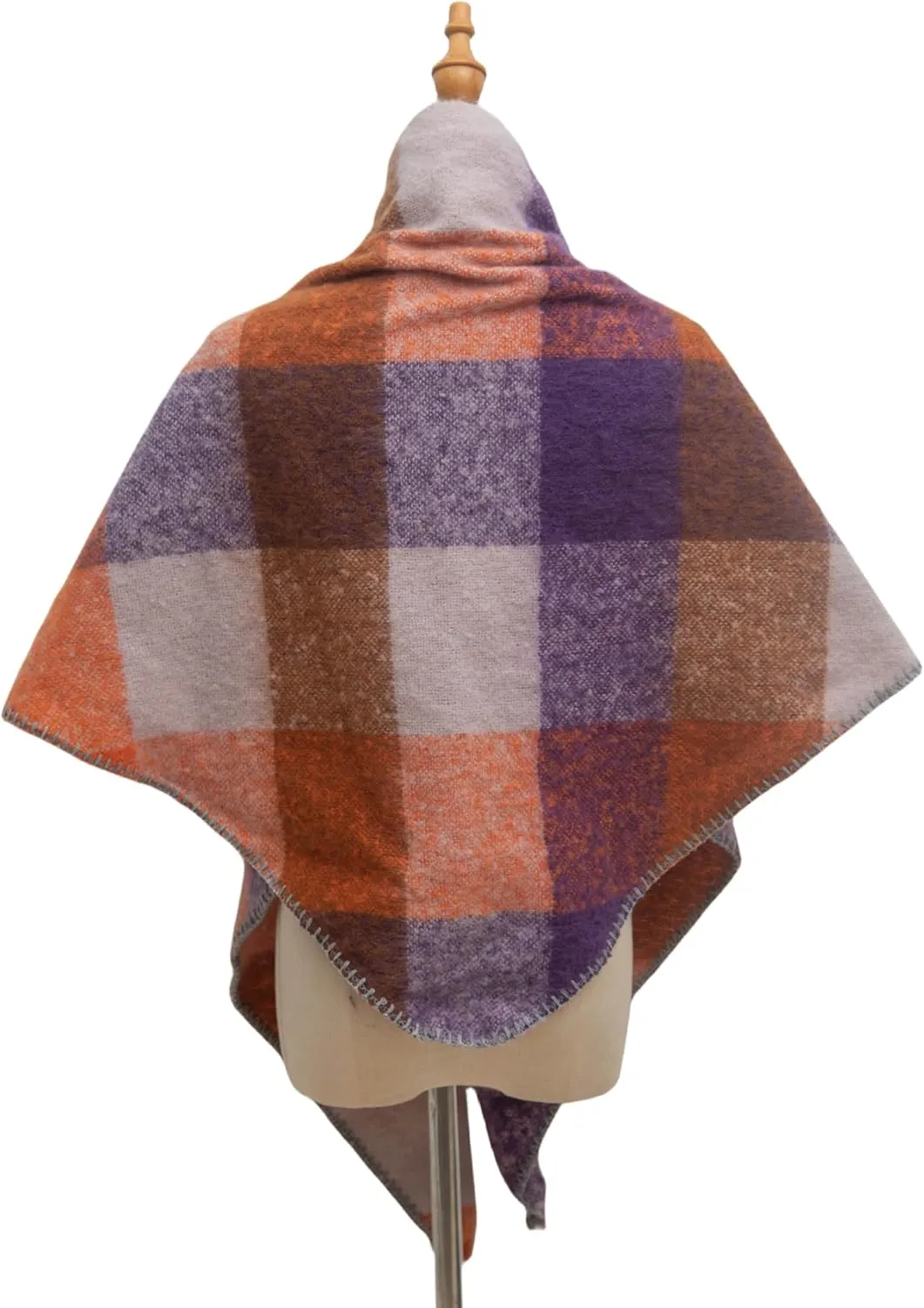 Wander Agio Women Fashion Shawl Warm Long Winter Wrap Scarves Cashmere Soft Feel Plaid Triangle Scarf