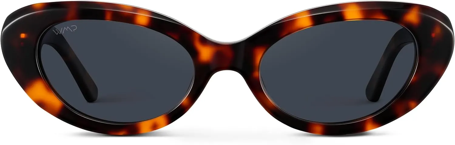 WearMe Pro - Women's Polarized Cat-Eye Sunglasses, Oval Lenses, Thick Rounded Frame, 5-Barrel Hinges, Hand-Polished Design