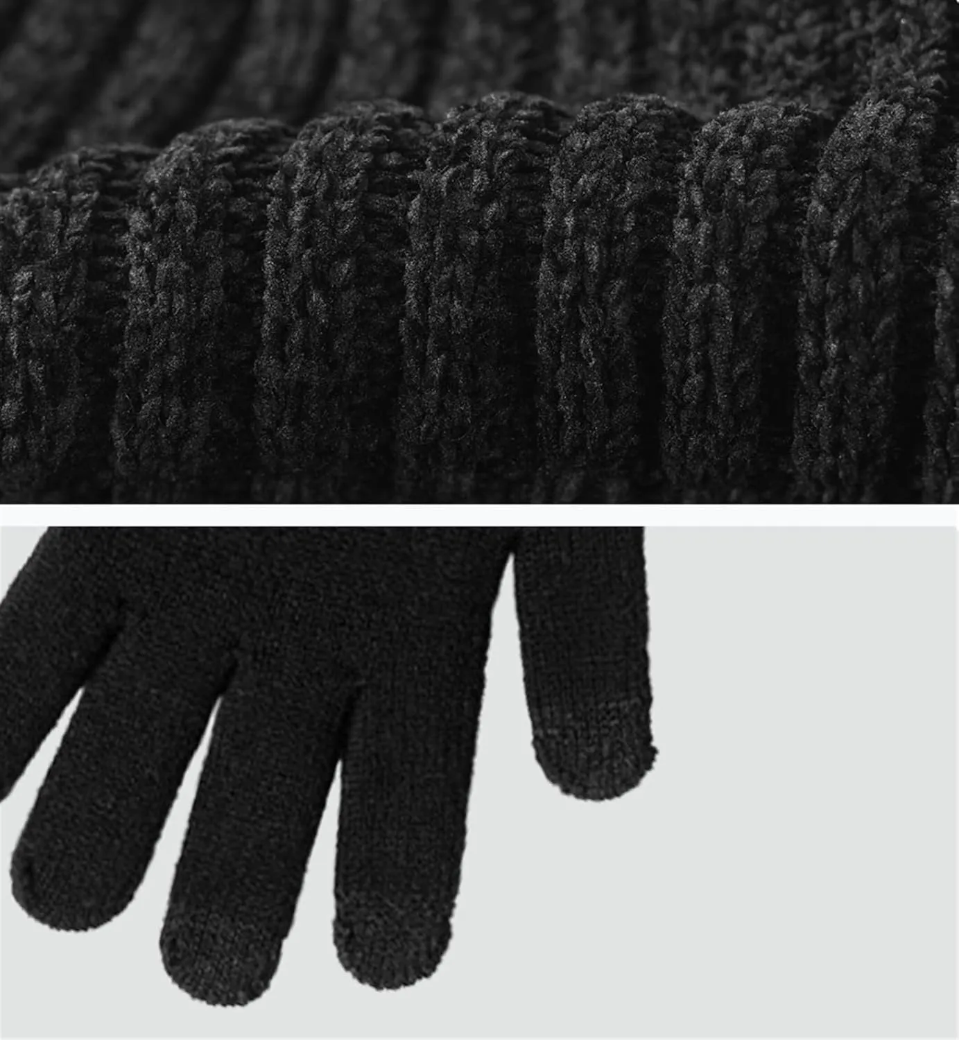 Winter Beanie Hat Scarf Touchscreen Gloves Set Warm Fleece Lined Skull Caps Neck Warmer for Men Women