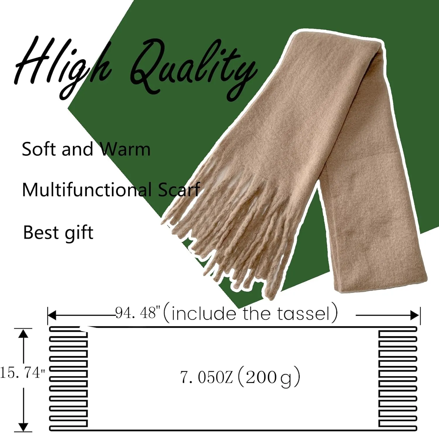 Winter Scarf for Women Big Chunky Scarf Solid Warm Soft Oversized Thick Blanket Scarves Shawl Cashmere Feel