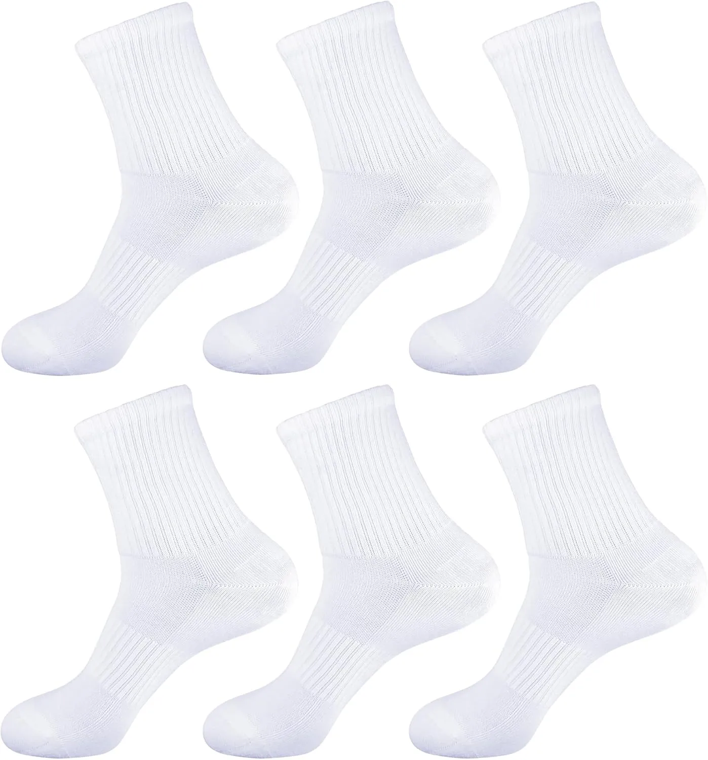 Womens 6-Pack Anti Odor Quarter Crew Moisture Wicking Sports Cotton Socks for Athletes Foot, Size 6-10