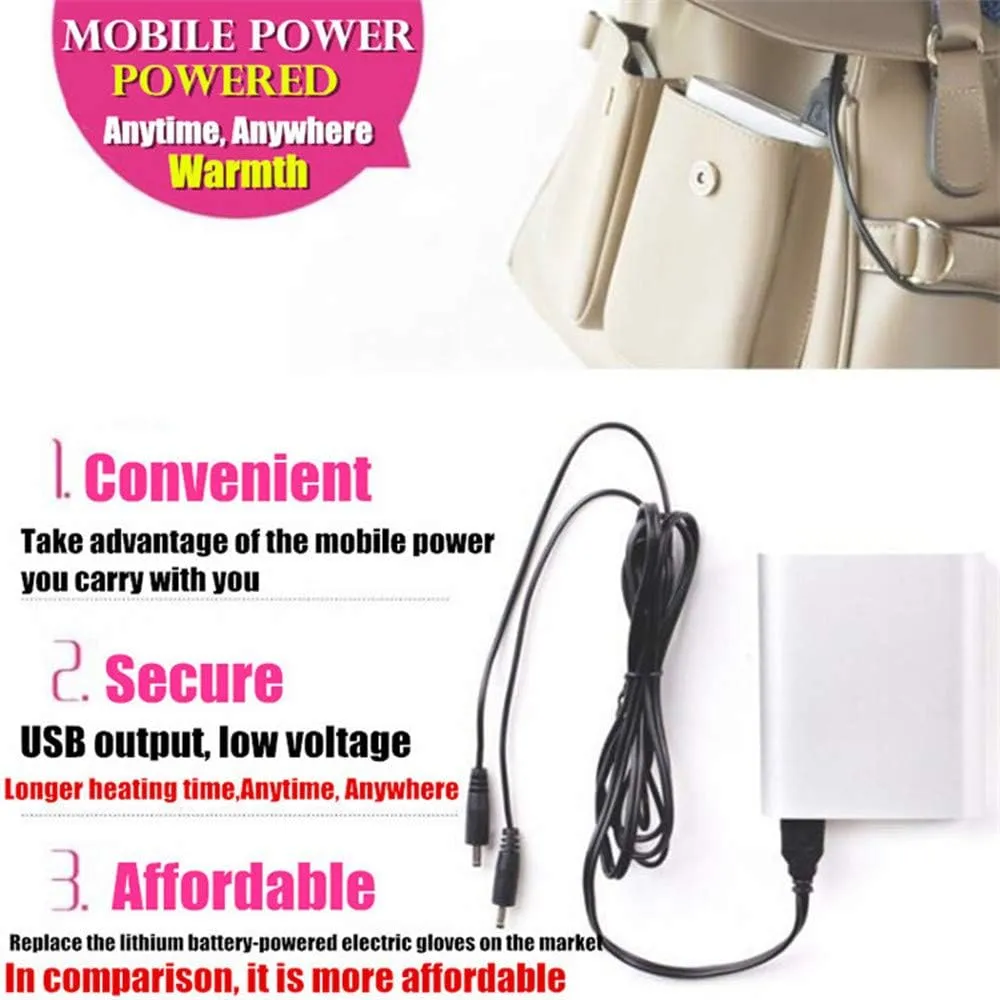 Women's & Men's USB Heated Gloves Knitting Hands Full & Half Heated Fingerless Heating Warmer with Button Washable Design