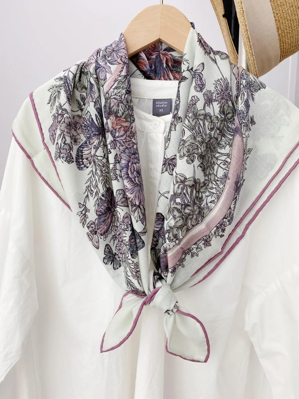 Women's Square Wool Blend Silk Scarf, 33 inches, Double Sides Printed,Luxury Scarf with Gift Box