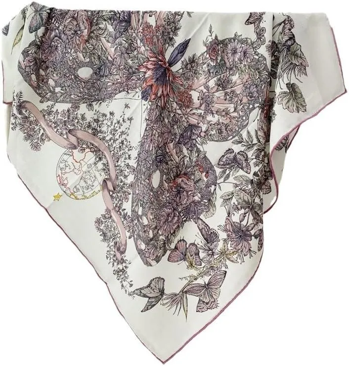 Women's Square Wool Blend Silk Scarf, 33 inches, Double Sides Printed,Luxury Scarf with Gift Box