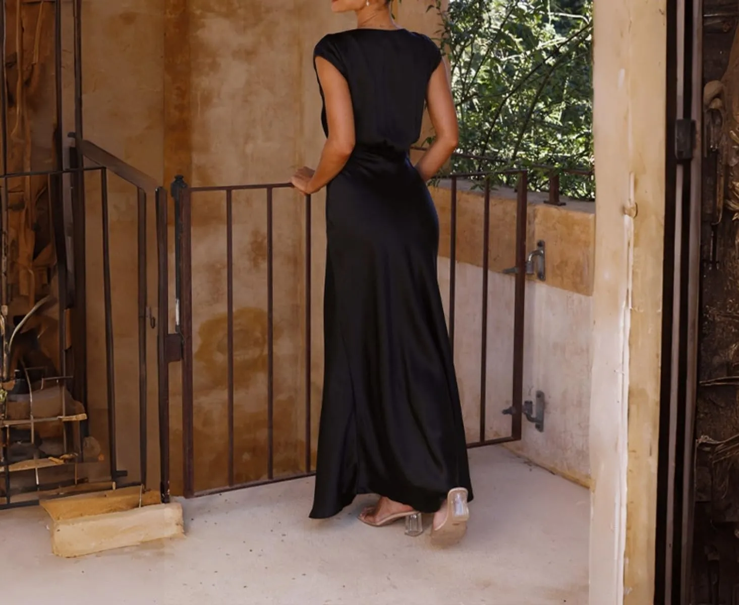 Women'S V-Neck Sexy Backless High-End Dress Satin Banquet Evening Gown