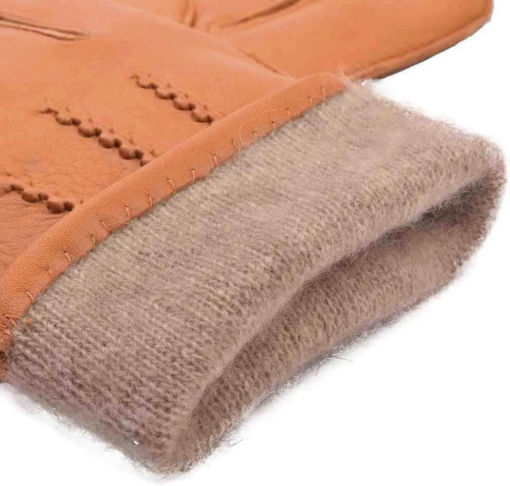 YISEVEN Men's Deerskin Leather Dress Gloves Hand Sewn