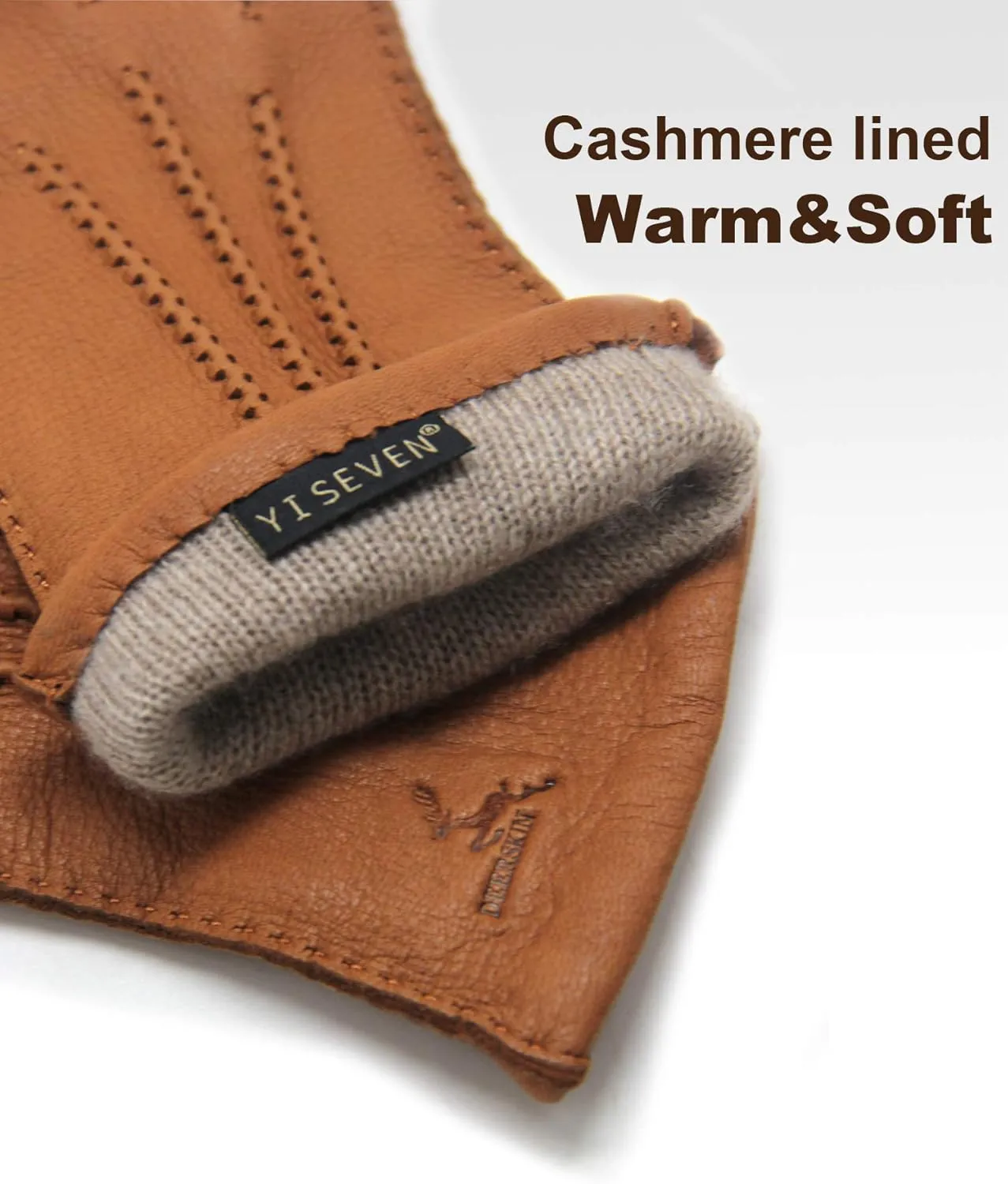 YISEVEN Women's Deerskin Leather Gloves Hand Sewn